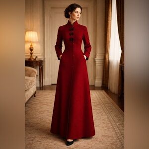 Vintage! Red Women's Coat with Bow Accents